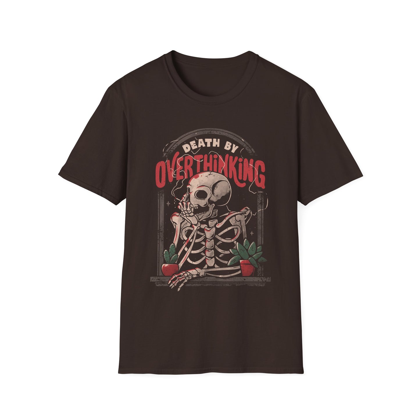 Death by Overthinking – Dark Introspective Skull T-Shirt