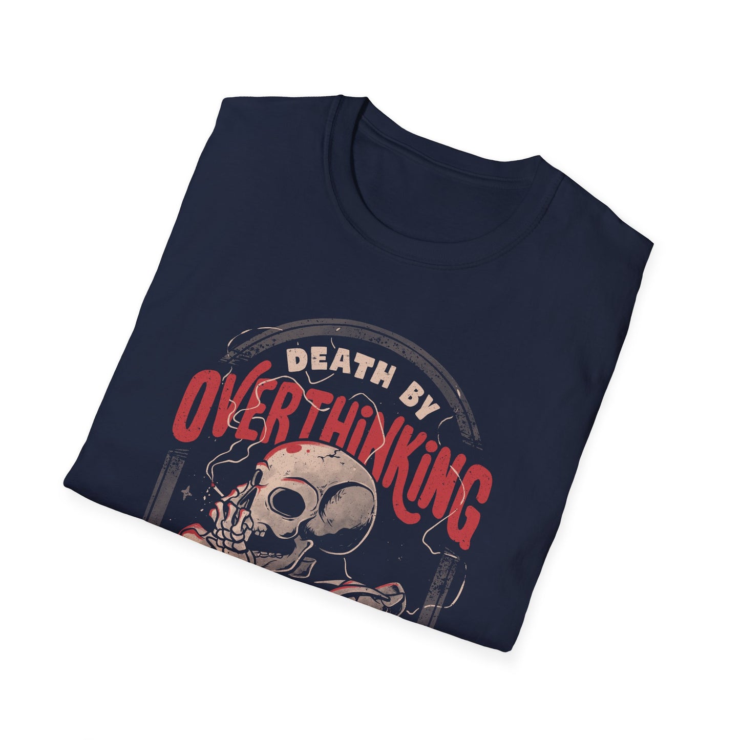 Death by Overthinking – Dark Introspective Skull T-Shirt