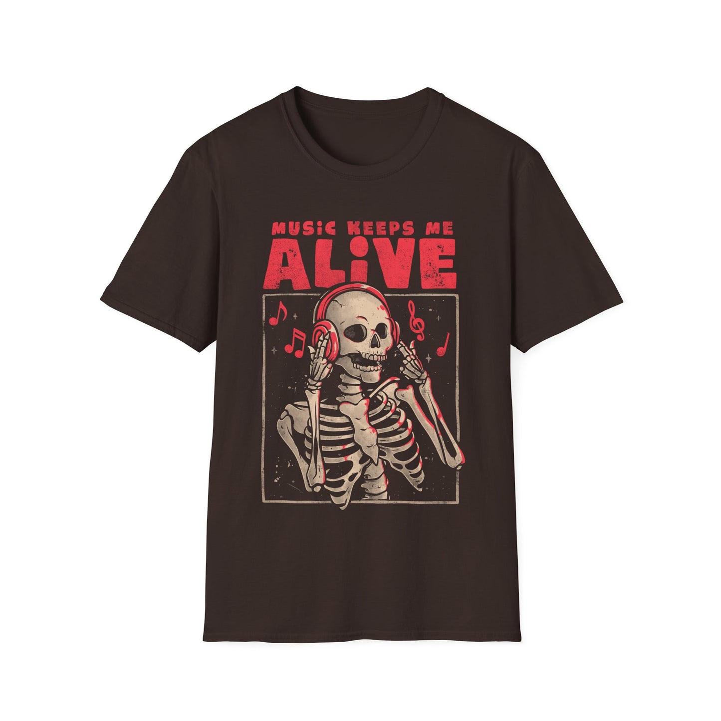 Music Keeps Me Alive – Dark Ironic Skull T-Shirt