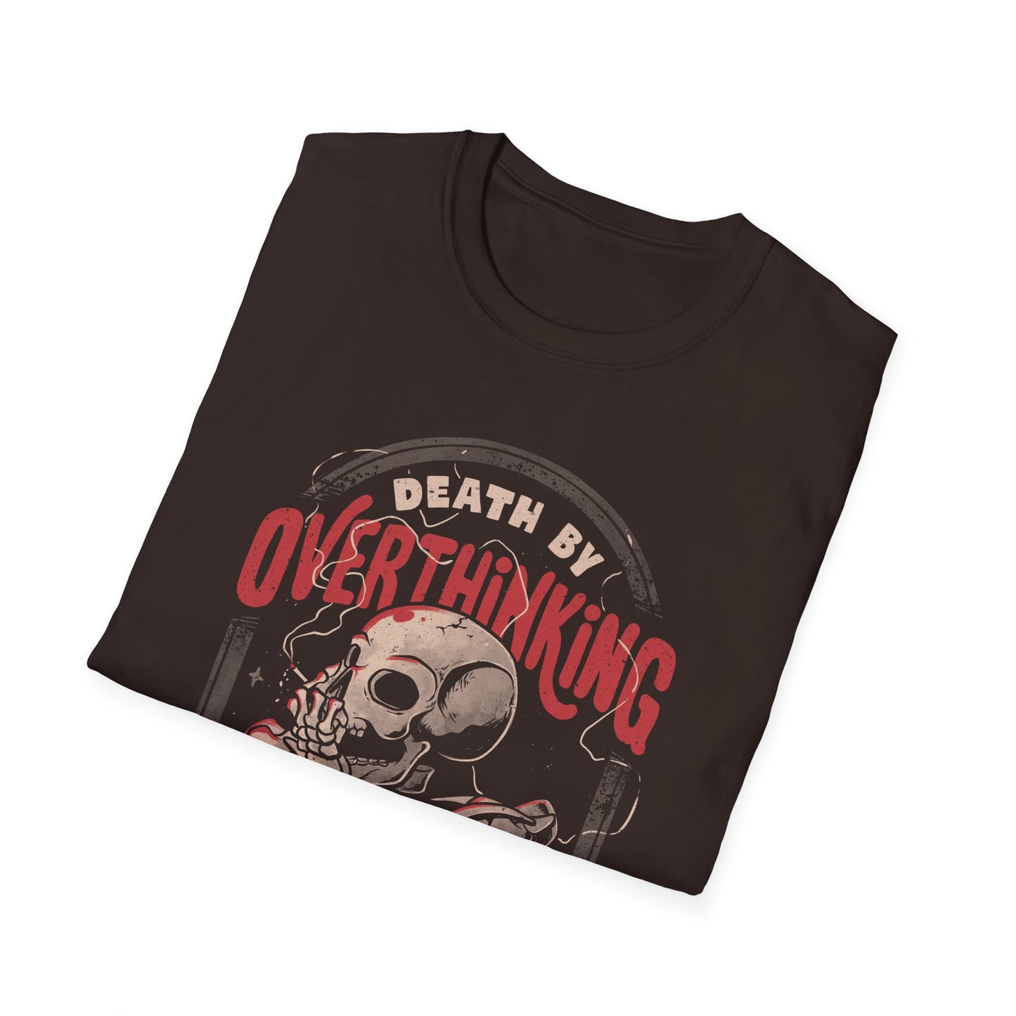 Death by Overthinking – Dark Introspective Skull T-Shirt