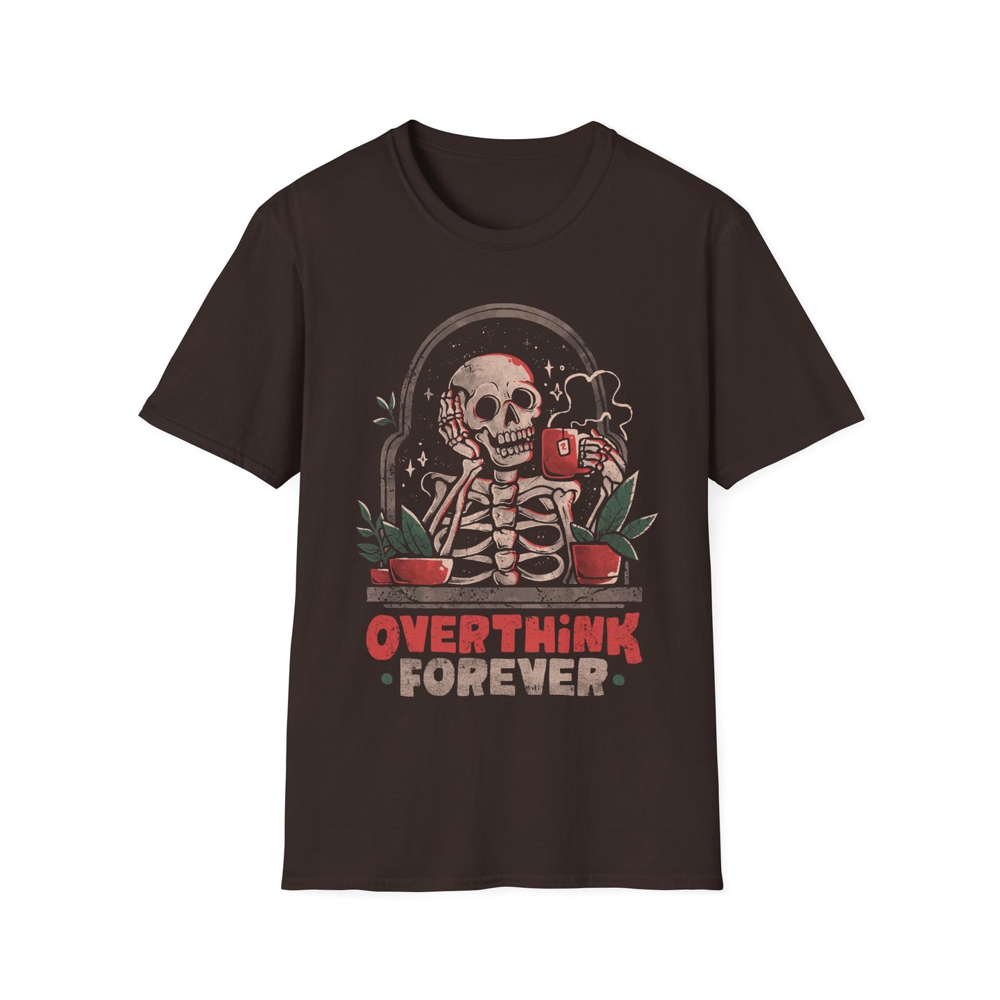 Overthink Forever – Skull Coffee T-Shirt