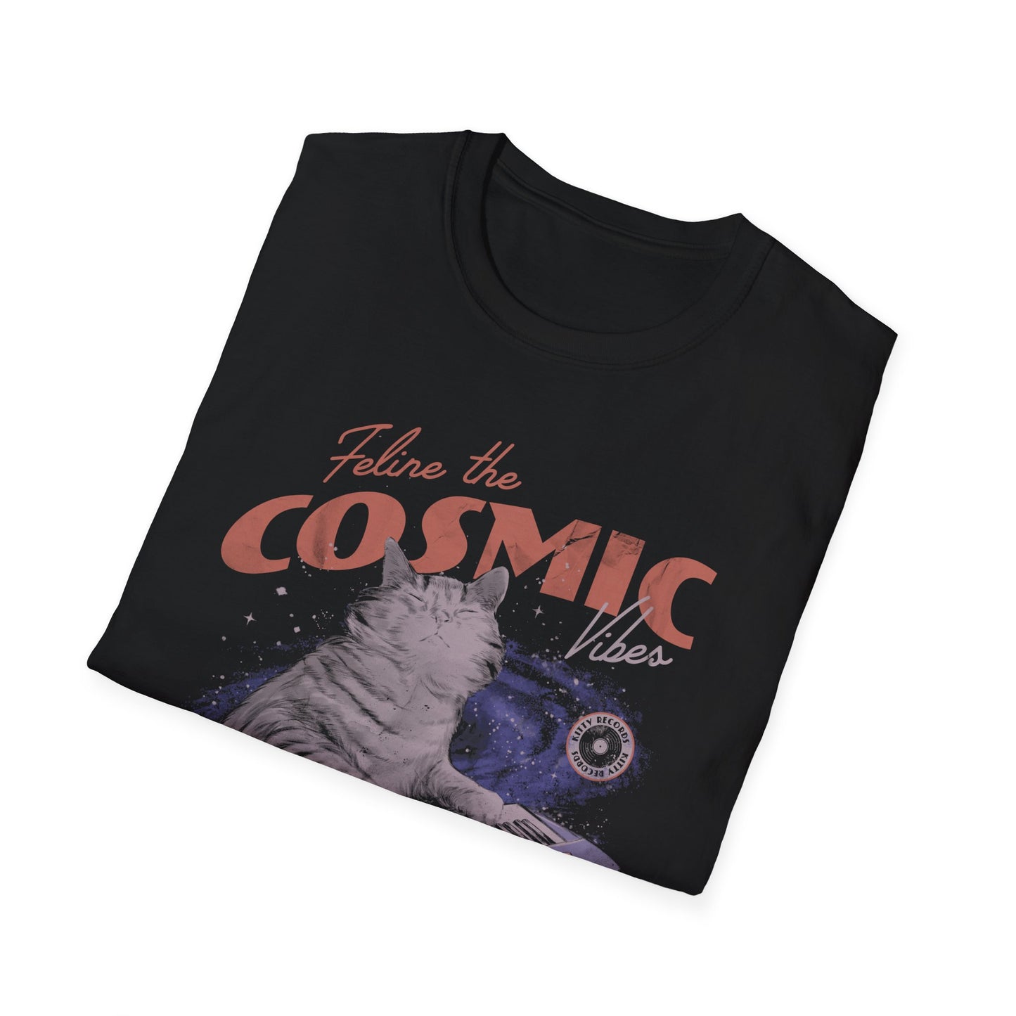 Cosmic Vibes - Cat Retro Poster T-Shirt
