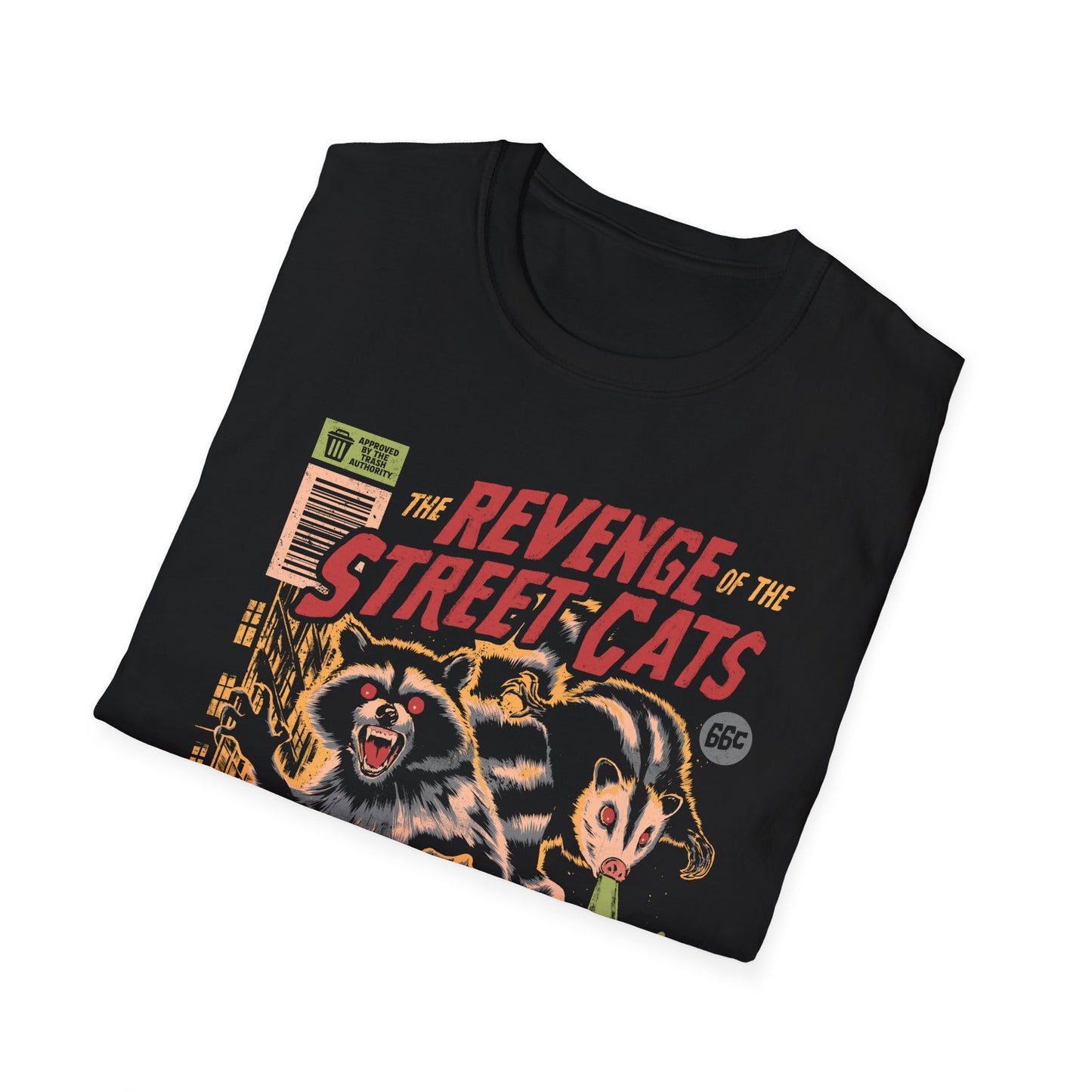 The Revenge Of The Street Cats – Retro Raccoon Poster T-Shirt