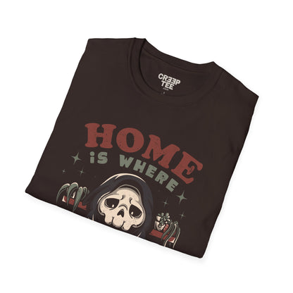 Home Is Where I Kill My Plants – Funny Skeleton T-Shirt