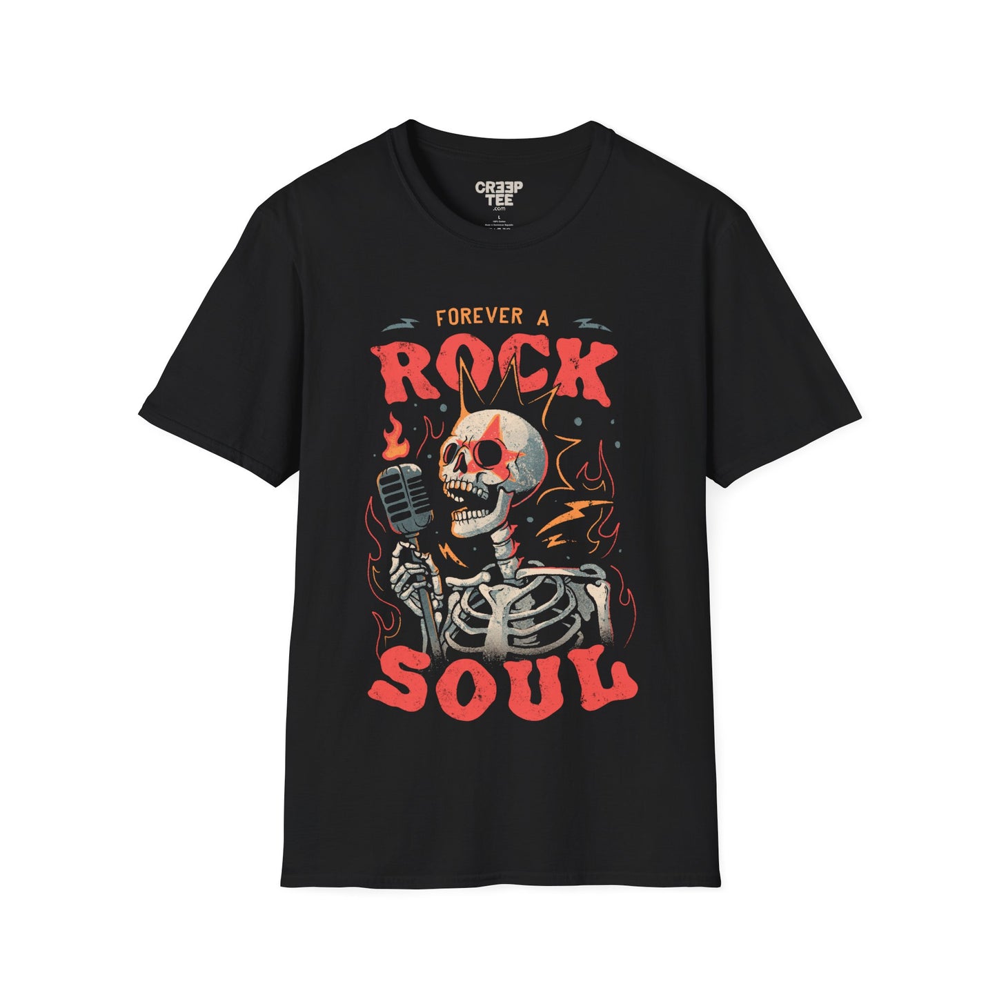 Forever a Rock Soul – Punk Skeleton Rockstar T-Shirt