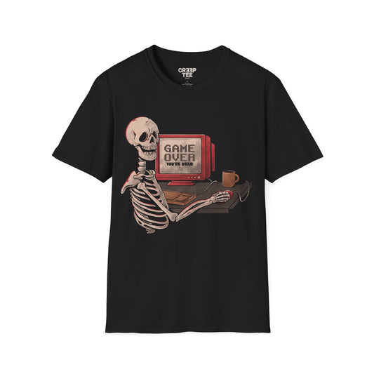 Game Over Skull – Retro Gamer Skeleton T-Shirt