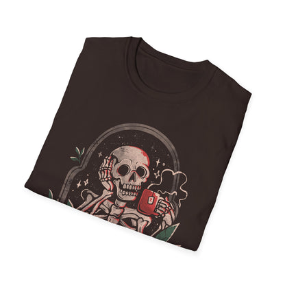 Overthink Forever – Skull Coffee T-Shirt
