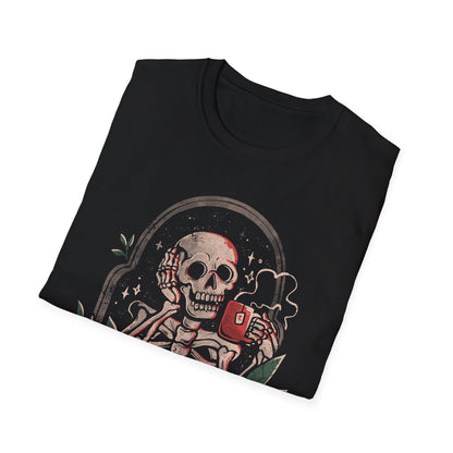 Overthink Forever – Skull Coffee T-Shirt