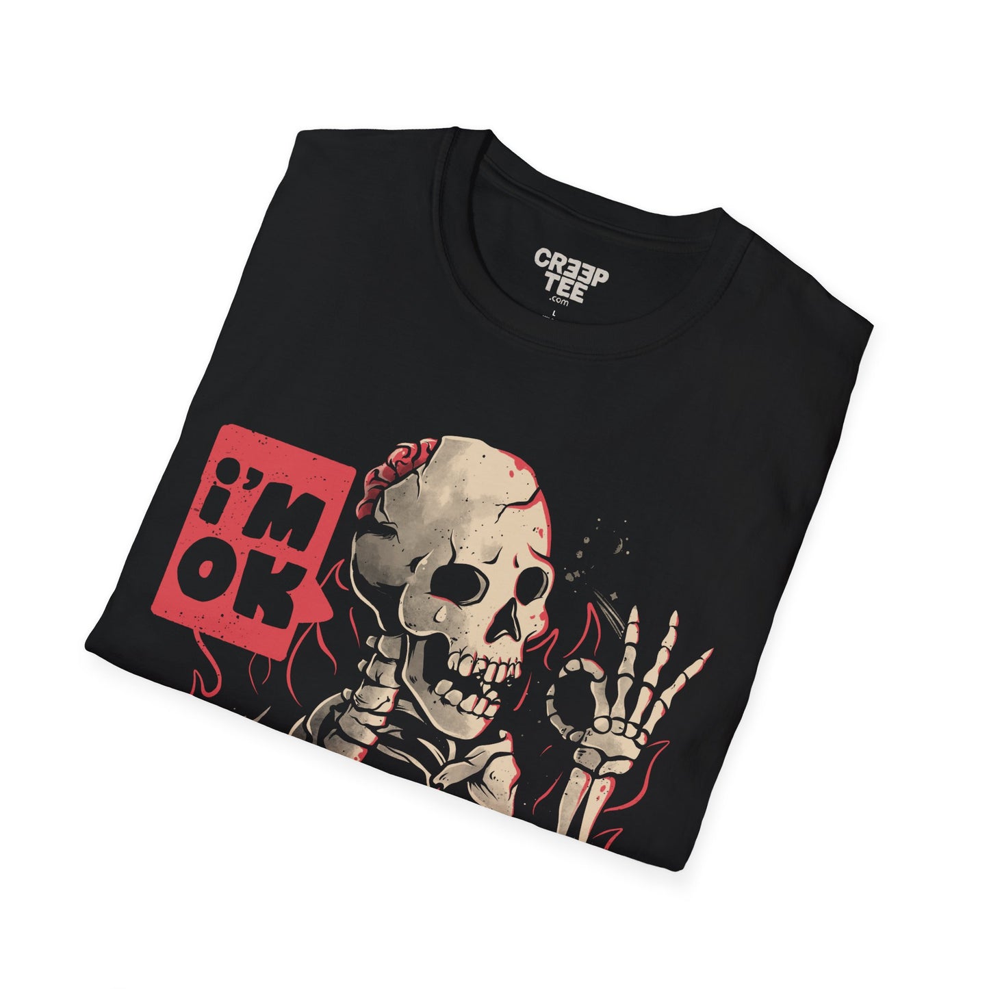 I'm Ok, I Swear – Ironic Dark Skull T-Shirt