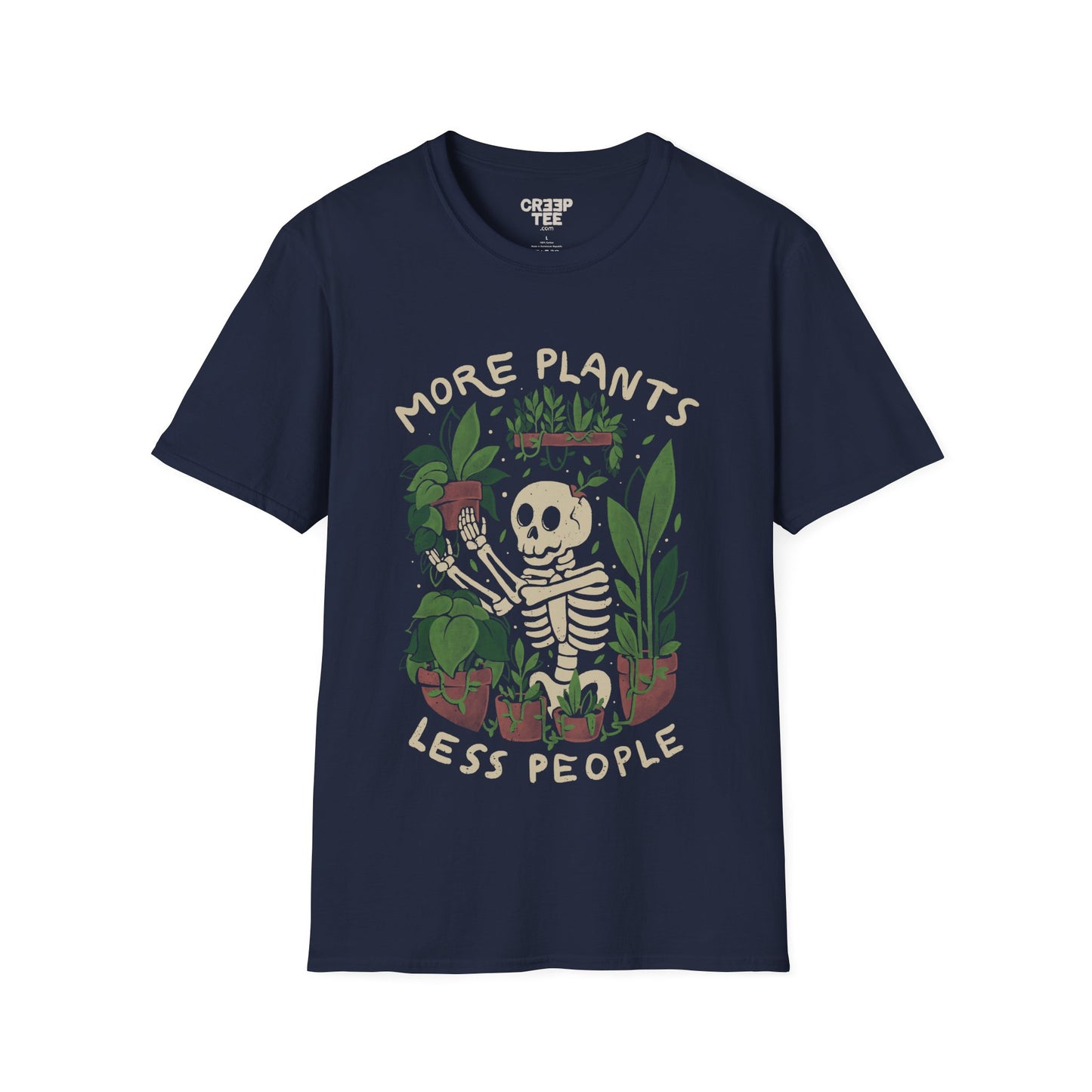 More Plants Less People – Cute Skeleton Gardener T-Shirt