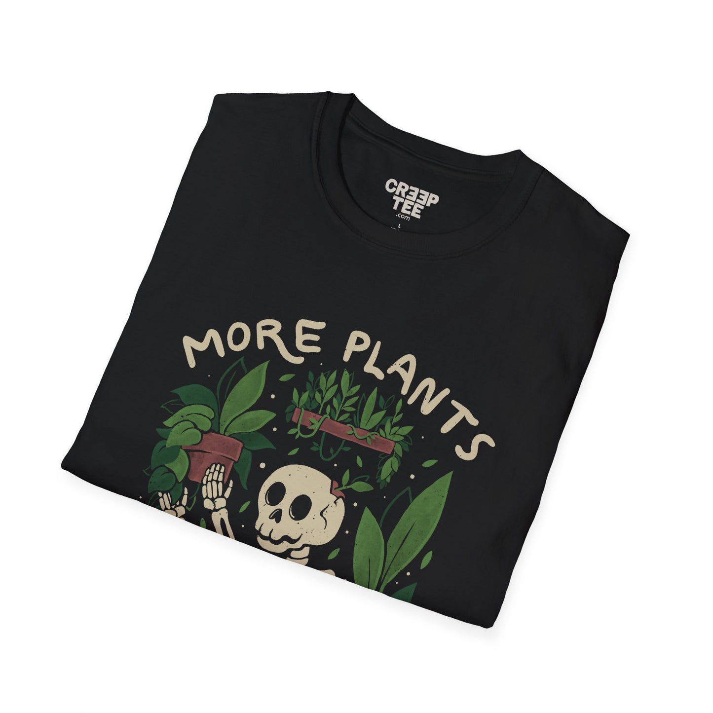 More Plants Less People – Cute Skeleton Gardener T-Shirt