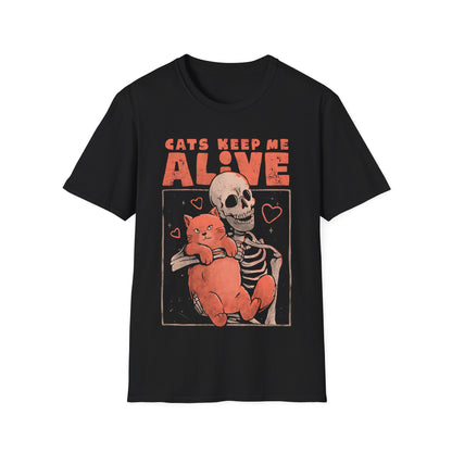Cats Keeps Me Alive – Dark Cute Skull T-Shirt