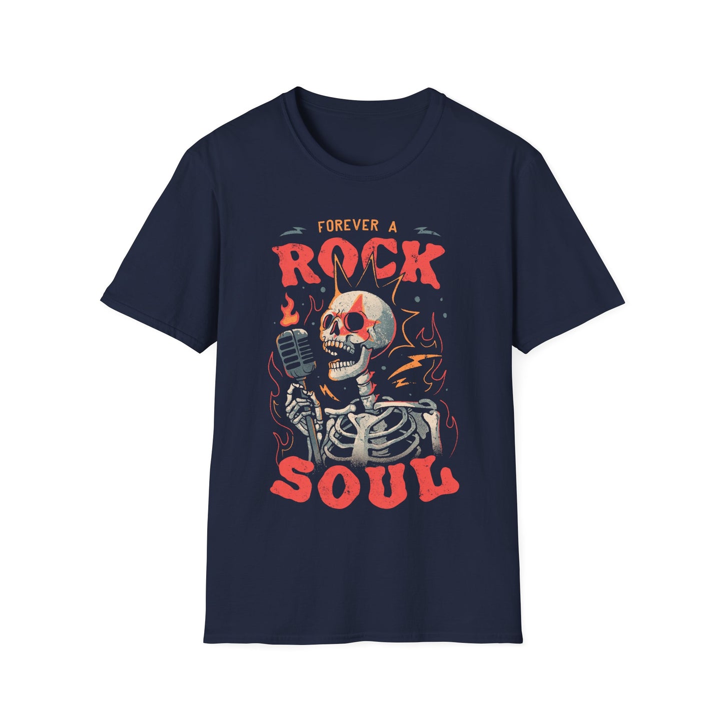 Forever a Rock Soul – Punk Skeleton Rockstar T-Shirt