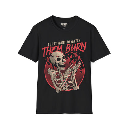 Watch Them Burn – Dark & Ironic Skull T-shirt