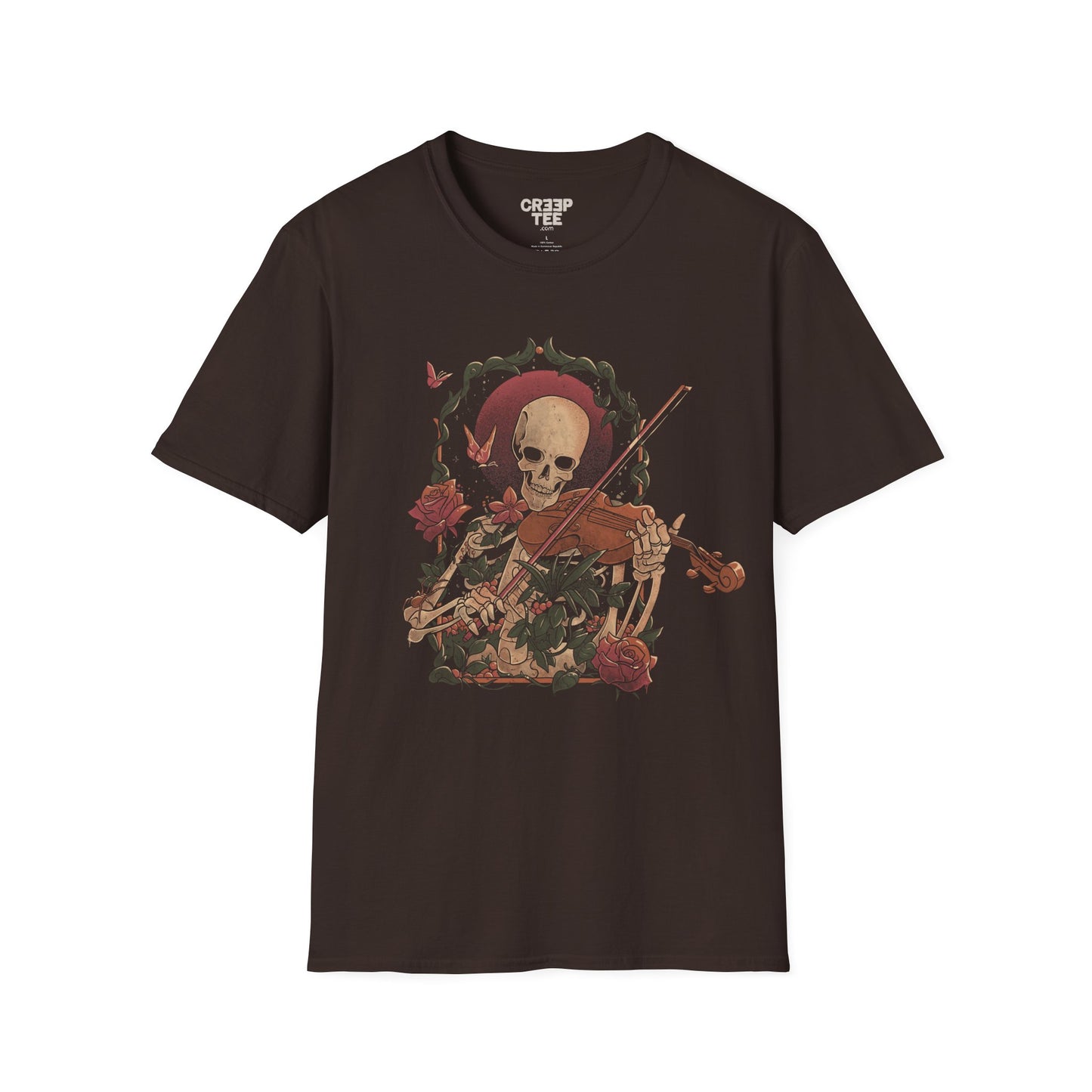 Death Song – Macabre & Poetic Skeleton Violinist T-Shirt