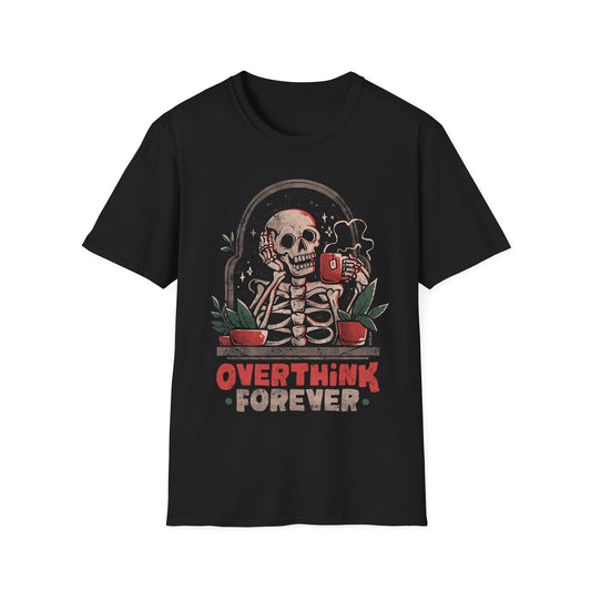 Overthink Forever – Skull Coffee T-Shirt