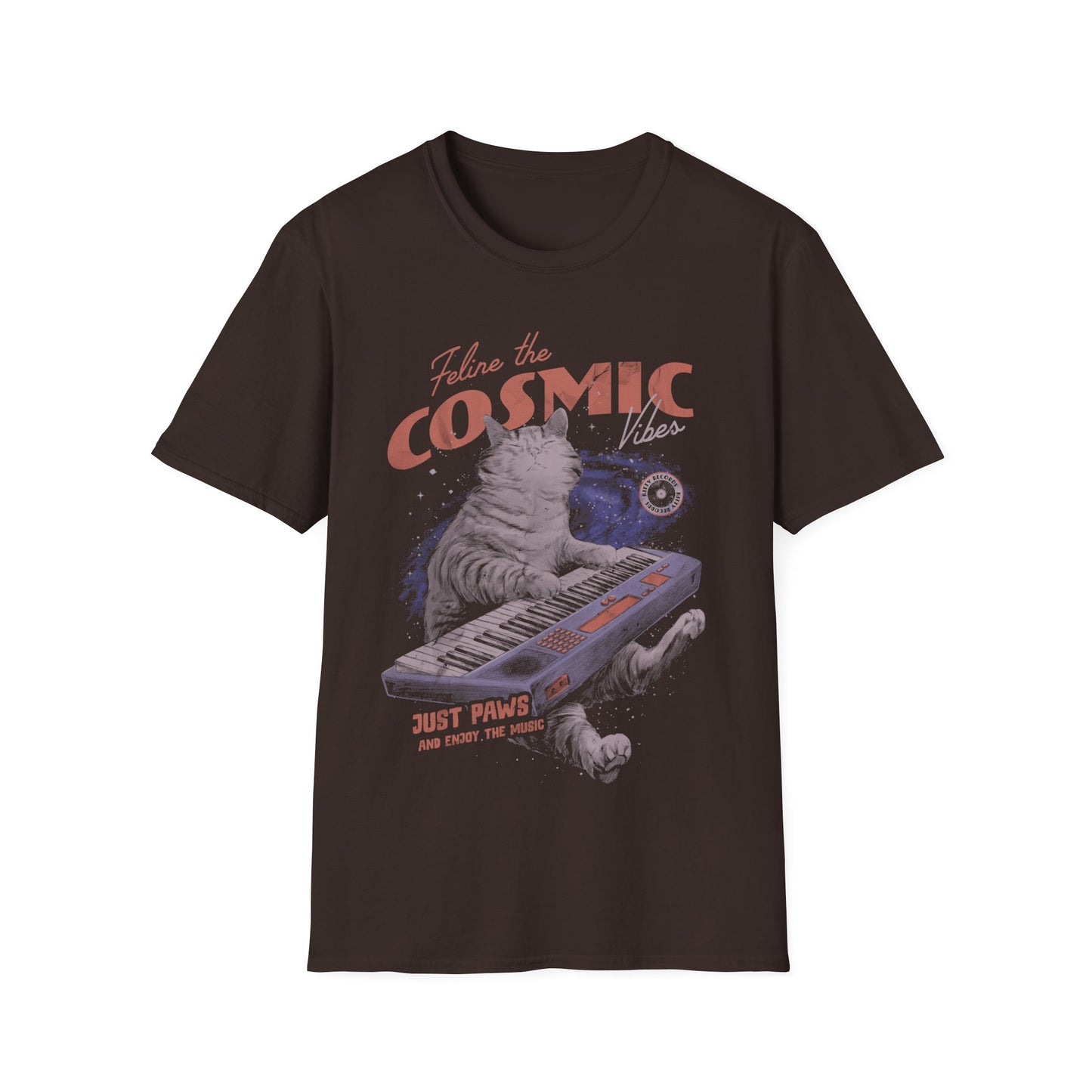 Cosmic Vibes - Cat Retro Poster T-Shirt