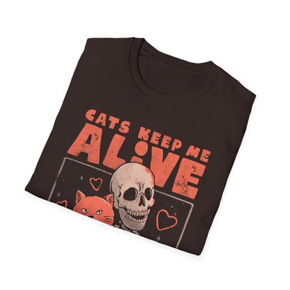 Cats Keeps Me Alive – Dark Cute Skull T-Shirt