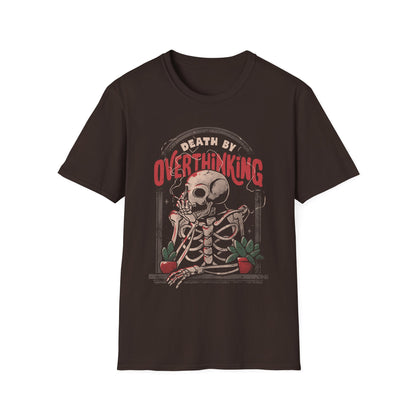 Death by Overthinking – Dark Introspective Skull T-Shirt