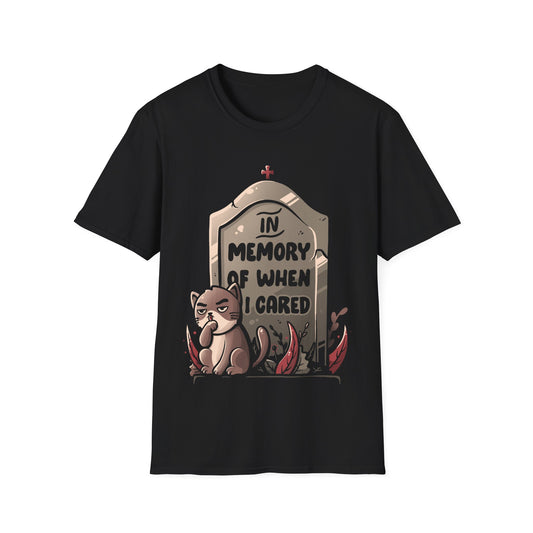 In Memory Of When I Cared – Ironic Cat T-Shirt
