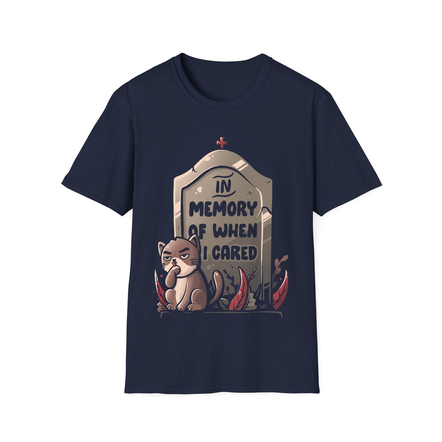 In Memory Of When I Cared – Ironic Cat T-Shirt