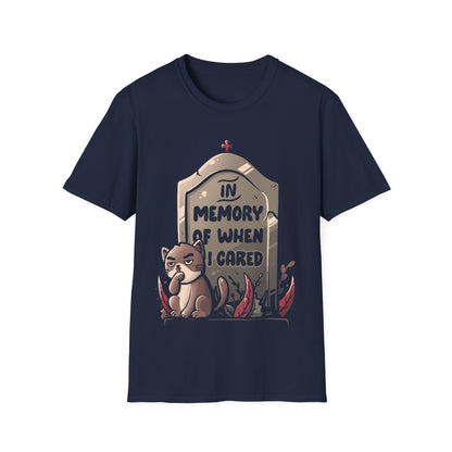 In Memory Of When I Cared – Ironic Cat T-Shirt