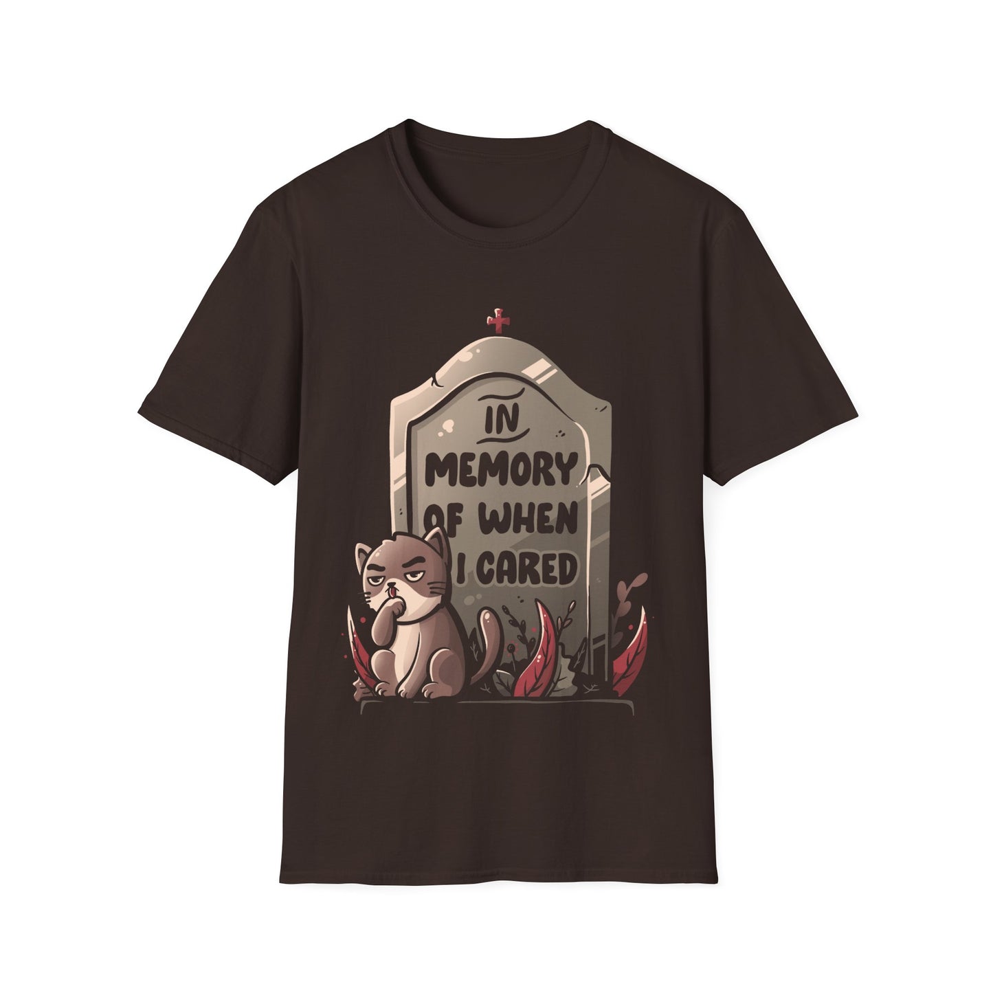 In Memory Of When I Cared – Ironic Cat T-Shirt