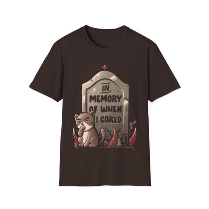 In Memory Of When I Cared – Ironic Cat T-Shirt