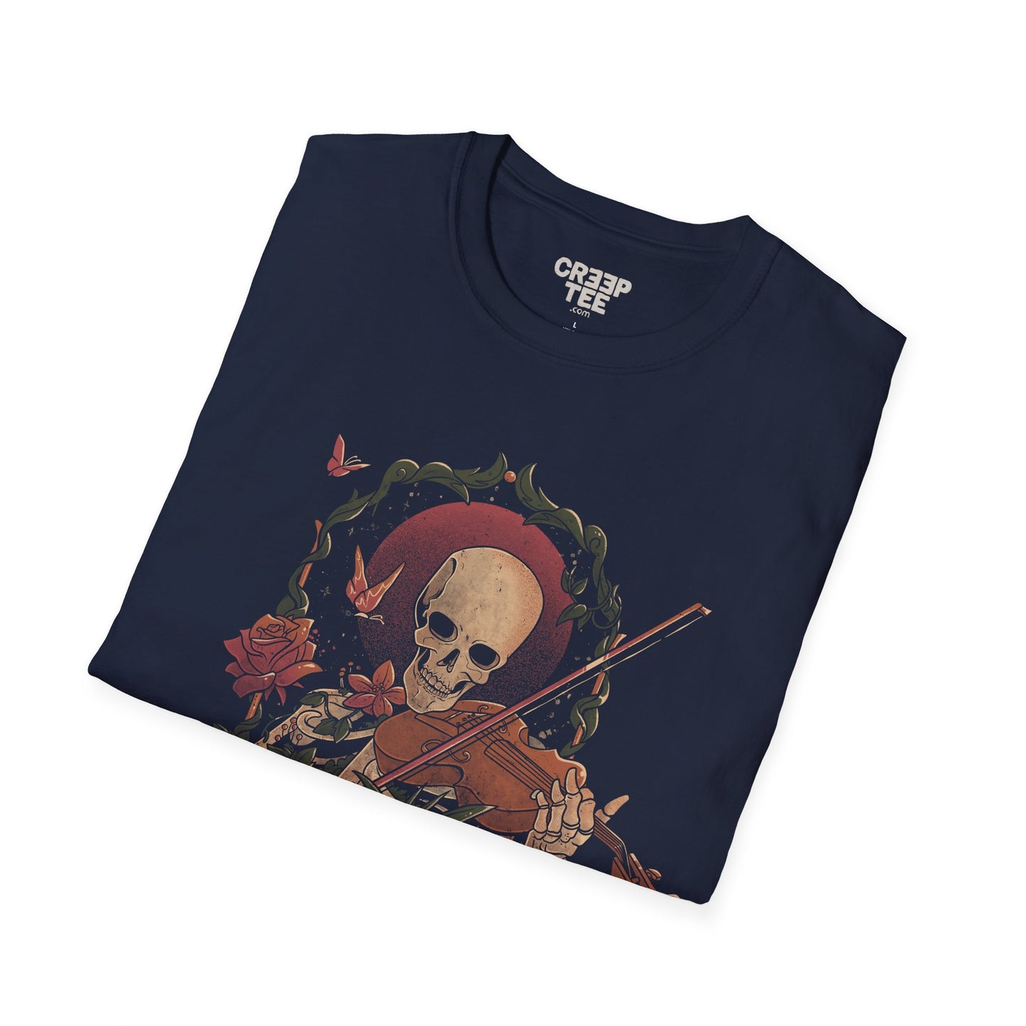 Death Song – Macabre & Poetic Skeleton Violinist T-Shirt