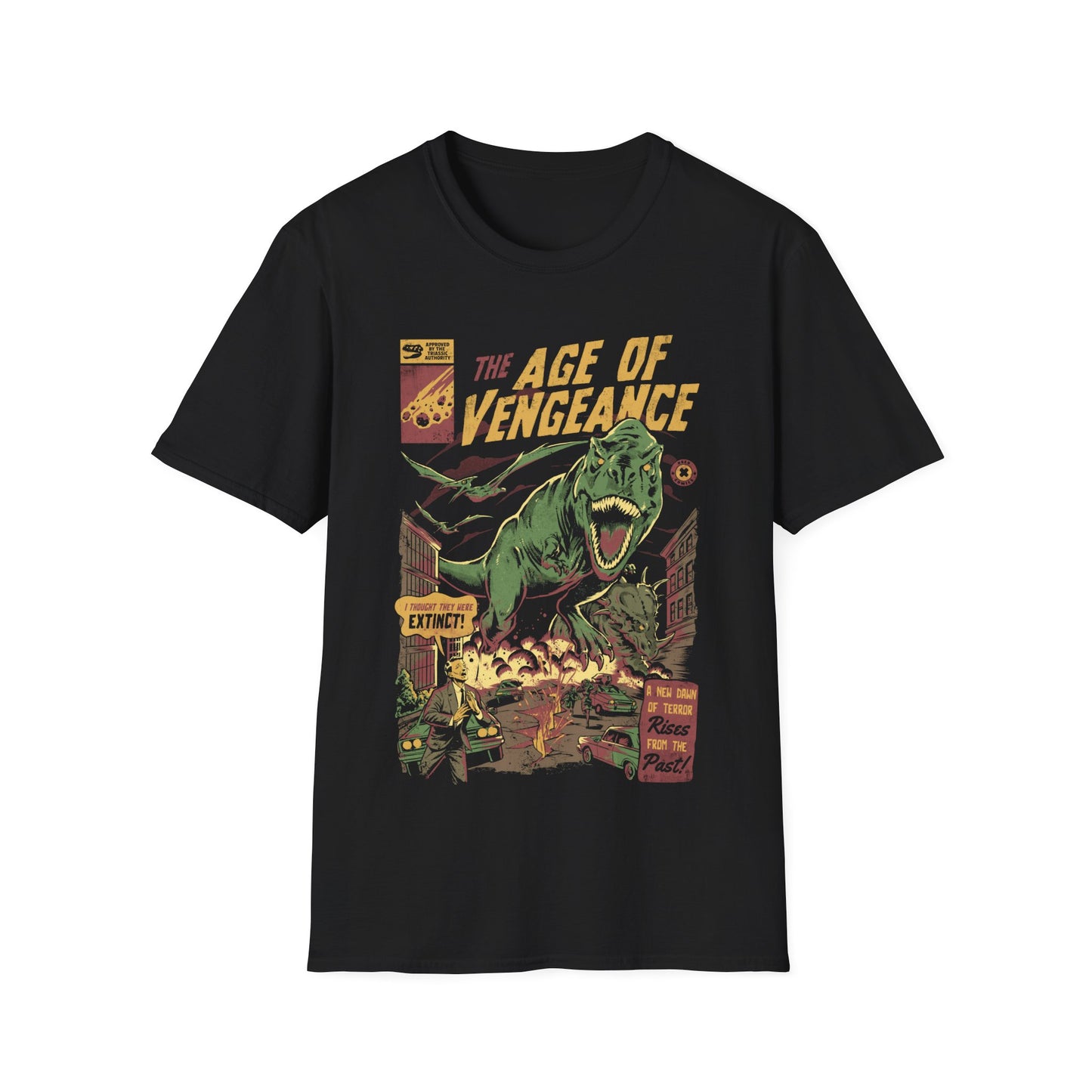 The Age of Vengeance – Retro Dinosaur Poster T-Shirt