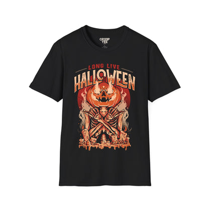 Long Live Halloween – Rock Hand Pumpkin Spooky Halloween T-Shirt