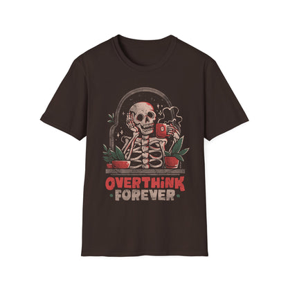 Overthink Forever – Skull Coffee T-Shirt