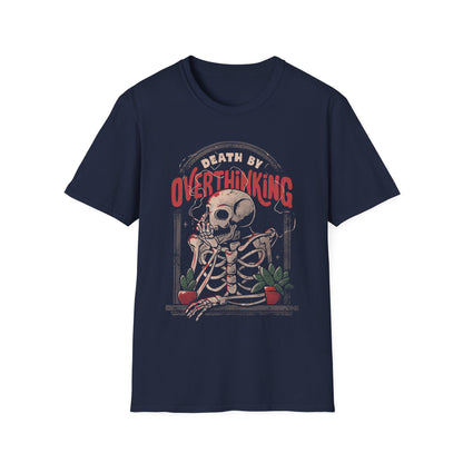 Death by Overthinking – Dark Introspective Skull T-Shirt