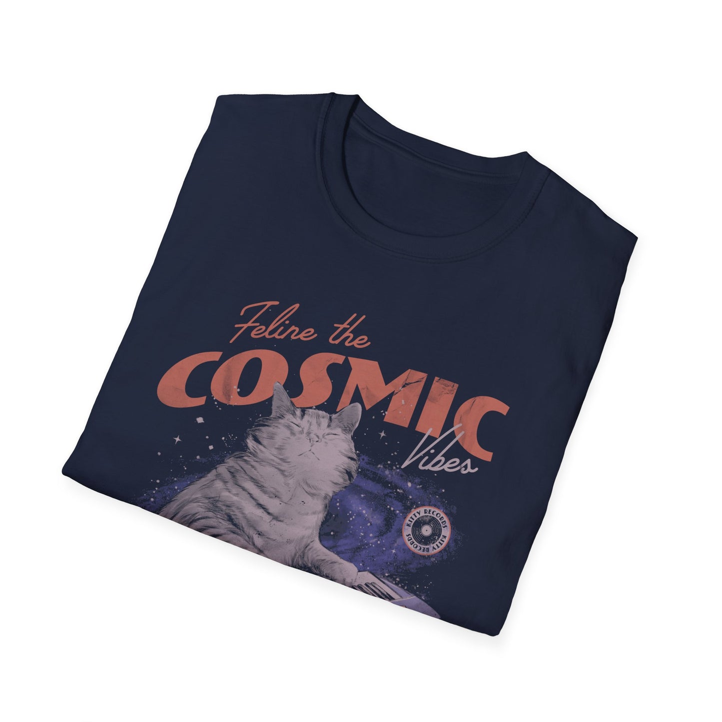 Cosmic Vibes - Cat Retro Poster T-Shirt