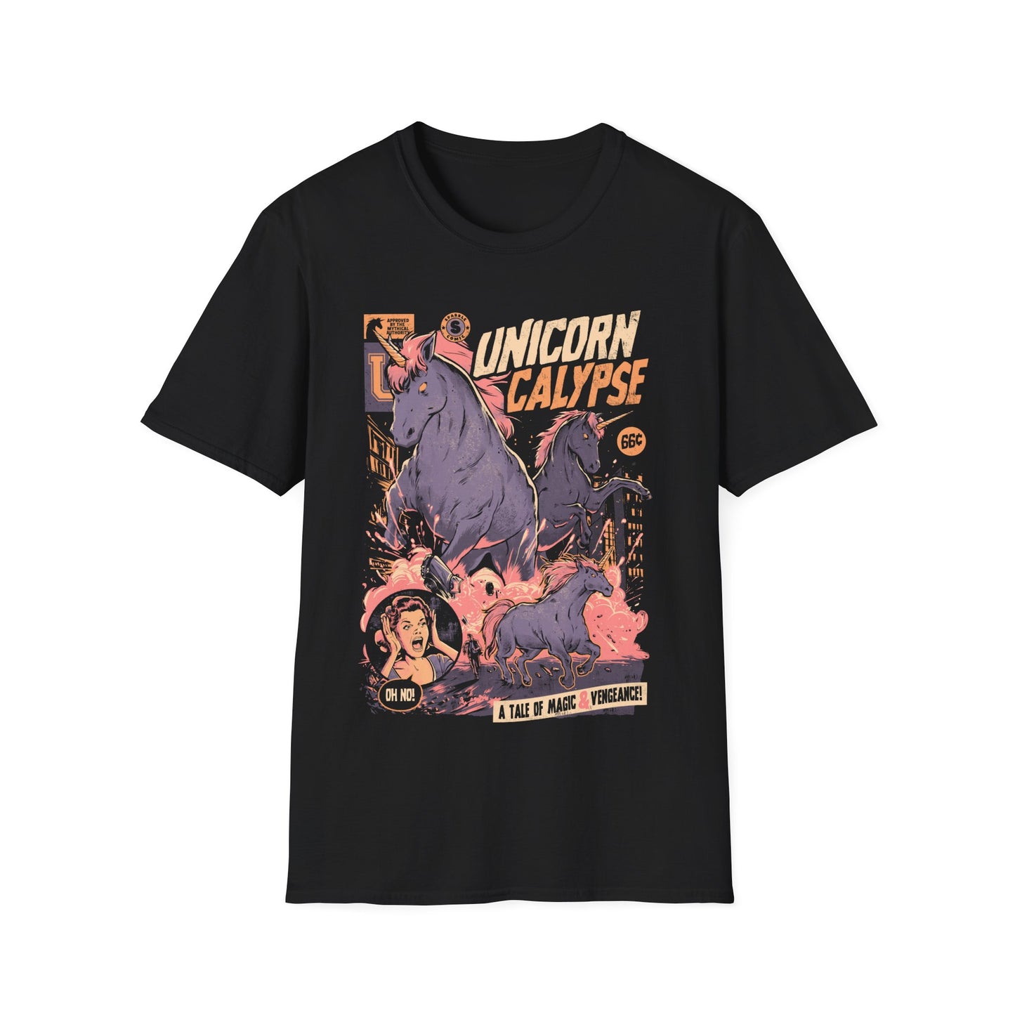 Unicorncalypse – Retro Unicorn Poster T-Shirt