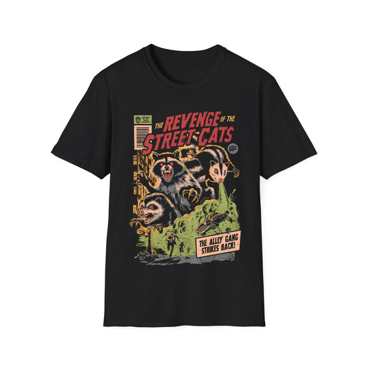 The Revenge Of The Street Cats – Retro Raccoon Poster T-Shirt