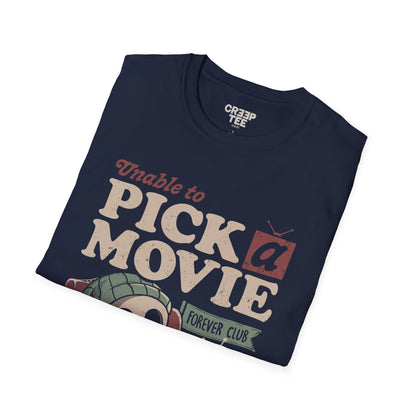 Unable to Pick a Movie – Funny Skeleton Watching TV T-Shirt