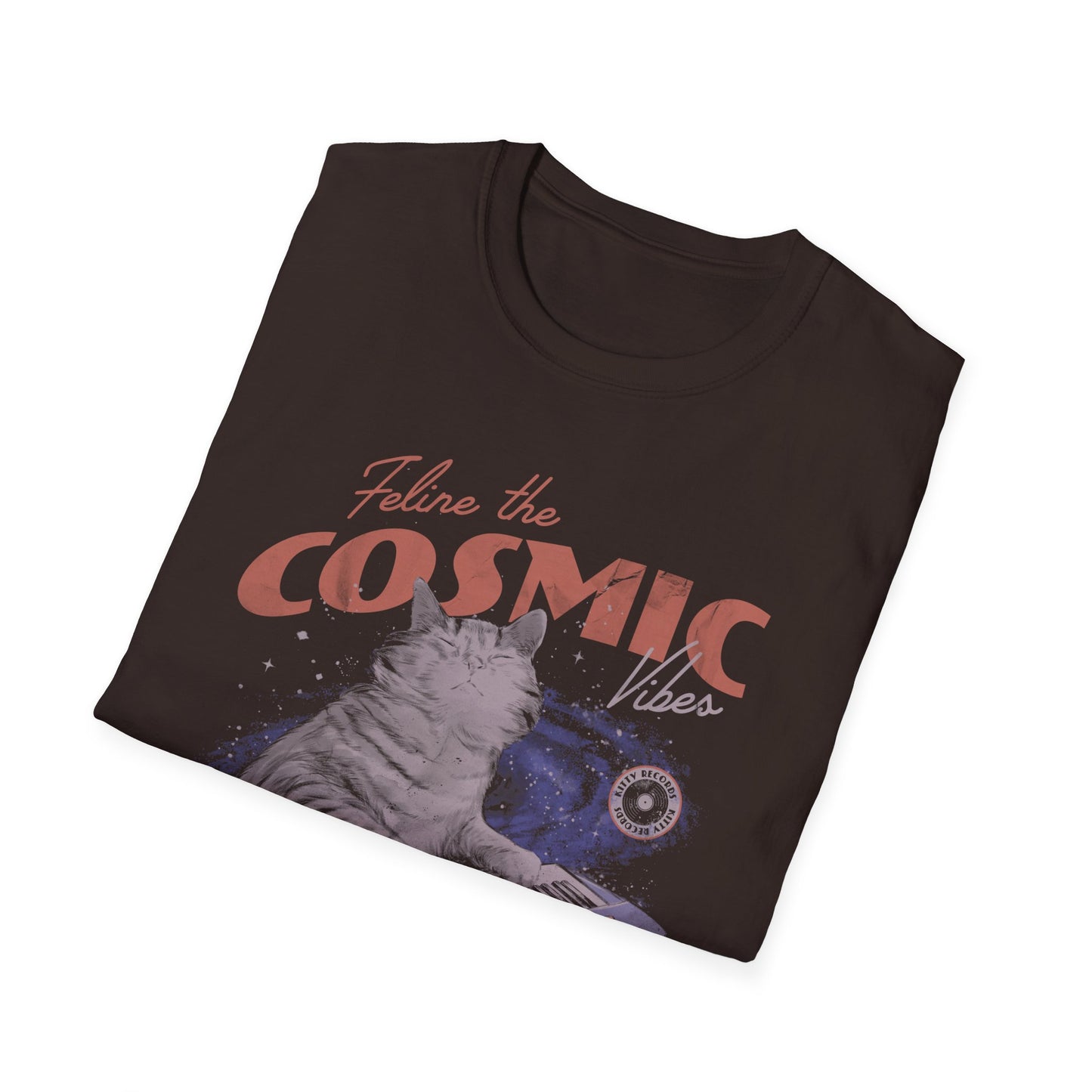 Cosmic Vibes - Cat Retro Poster T-Shirt