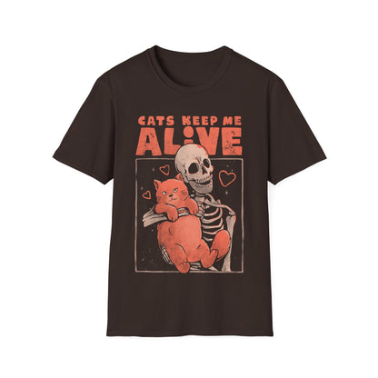 Cats Keeps Me Alive – Dark Cute Skull T-Shirt
