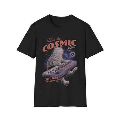 Cosmic Vibes - Cat Retro Poster T-Shirt