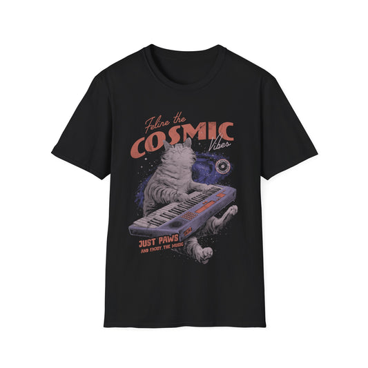 Cosmic Vibes - Cat Retro Poster T-Shirt