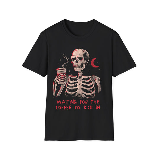 Waiting for the Coffee to Kick In – Coffee Skeleton T-Shirt