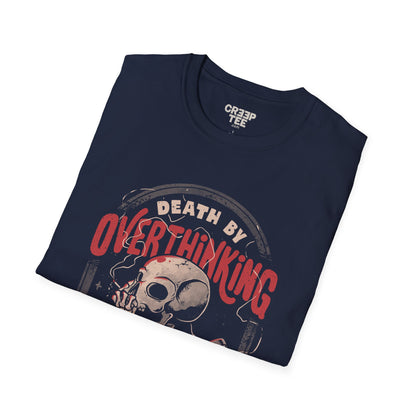 Death by Overthinking – Dark Introspective Skull T-Shirt