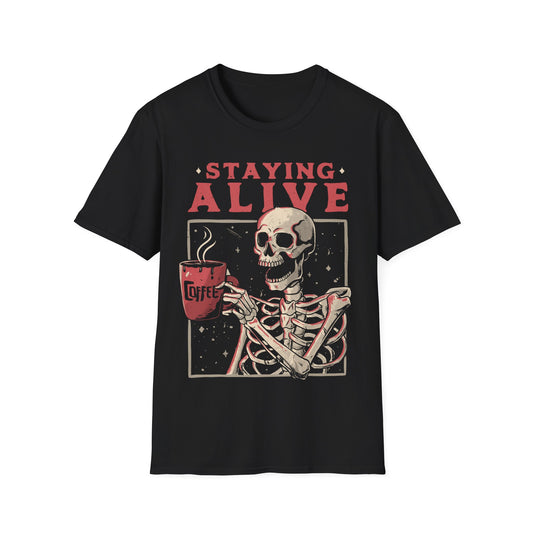 Stayin Alive – Coffee Skull T-Shirt