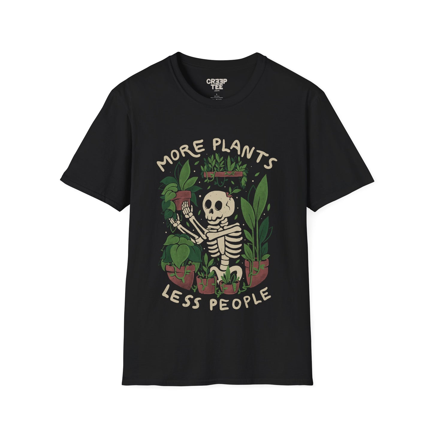 More Plants Less People – Cute Skeleton Gardener T-Shirt