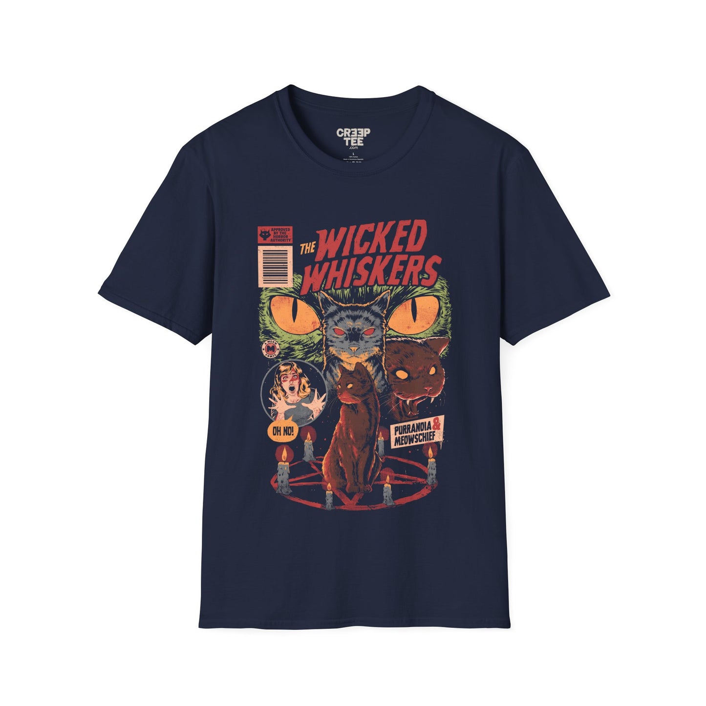 Wicked Whiskers – Retro Cat Poster T-Shirt