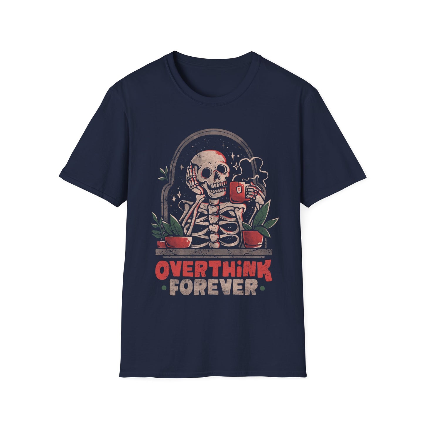 Overthink Forever – Skull Coffee T-Shirt