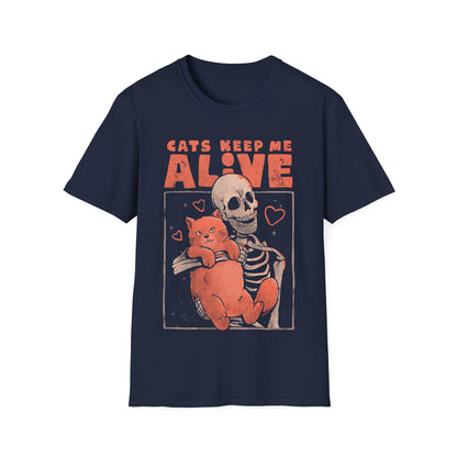 Cats Keeps Me Alive – Dark Cute Skull T-Shirt