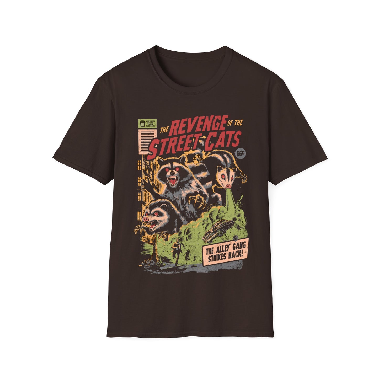 The Revenge Of The Street Cats – Retro Raccoon Poster T-Shirt