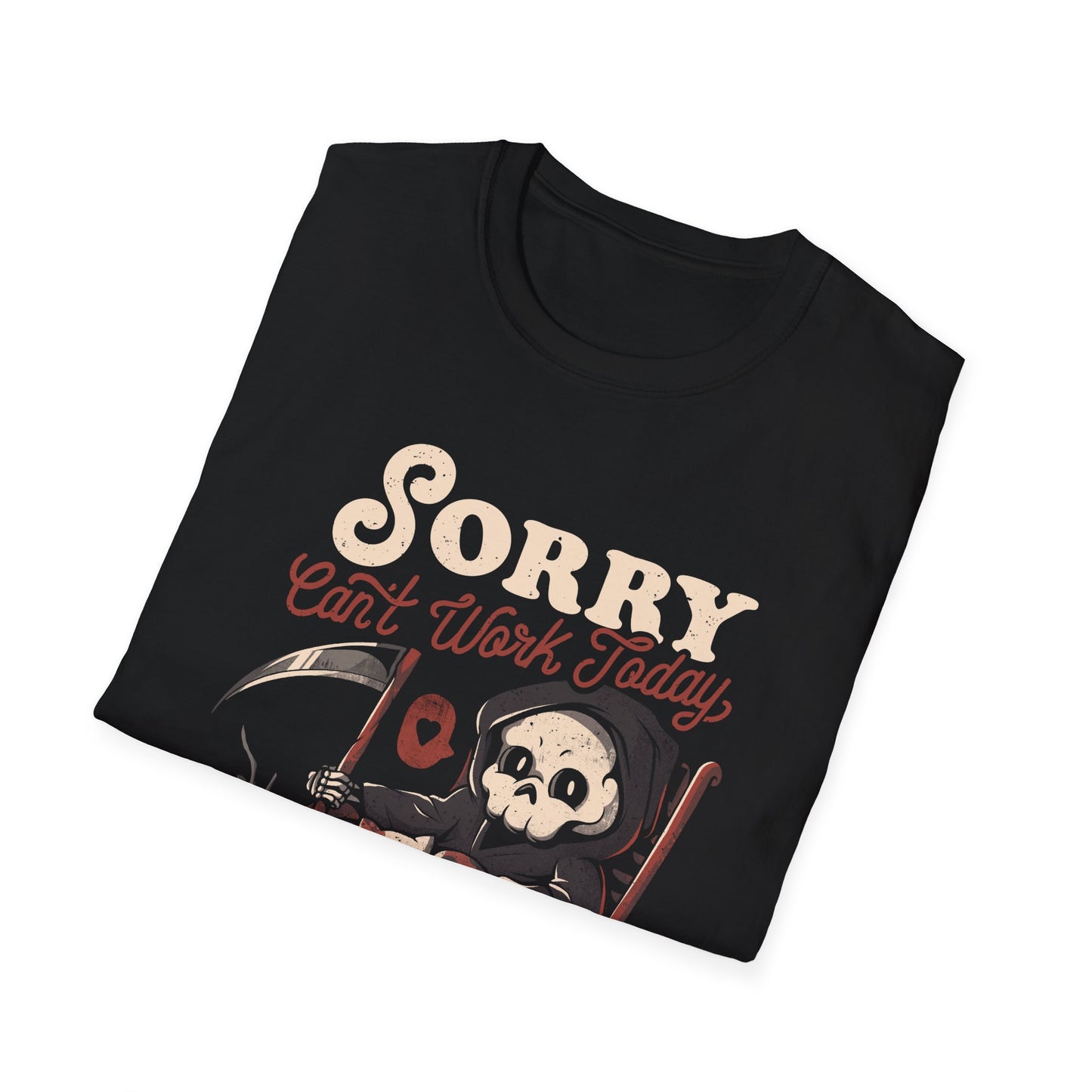 Can’t Work Today – Lazy Grim Reaper & Cat Cozy T-Shirt